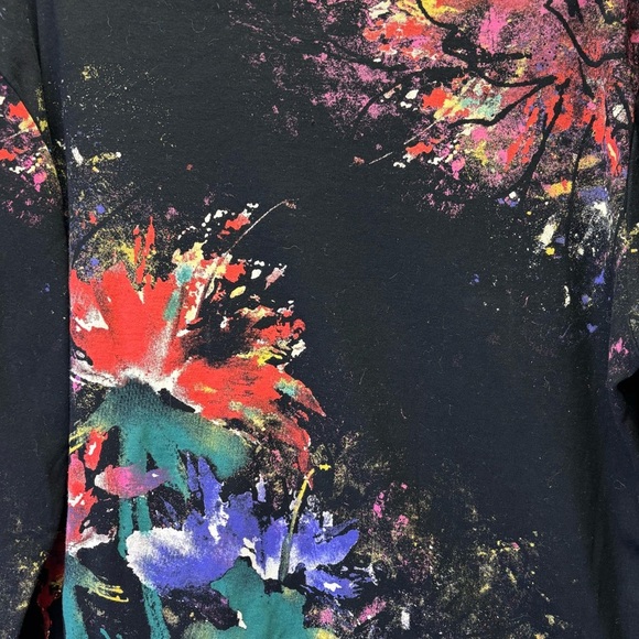 Jess And Jane Vintage Floral Poems Print  with Rhinestones 3/4 Sleeves Size 2X - Picture 5 of 7